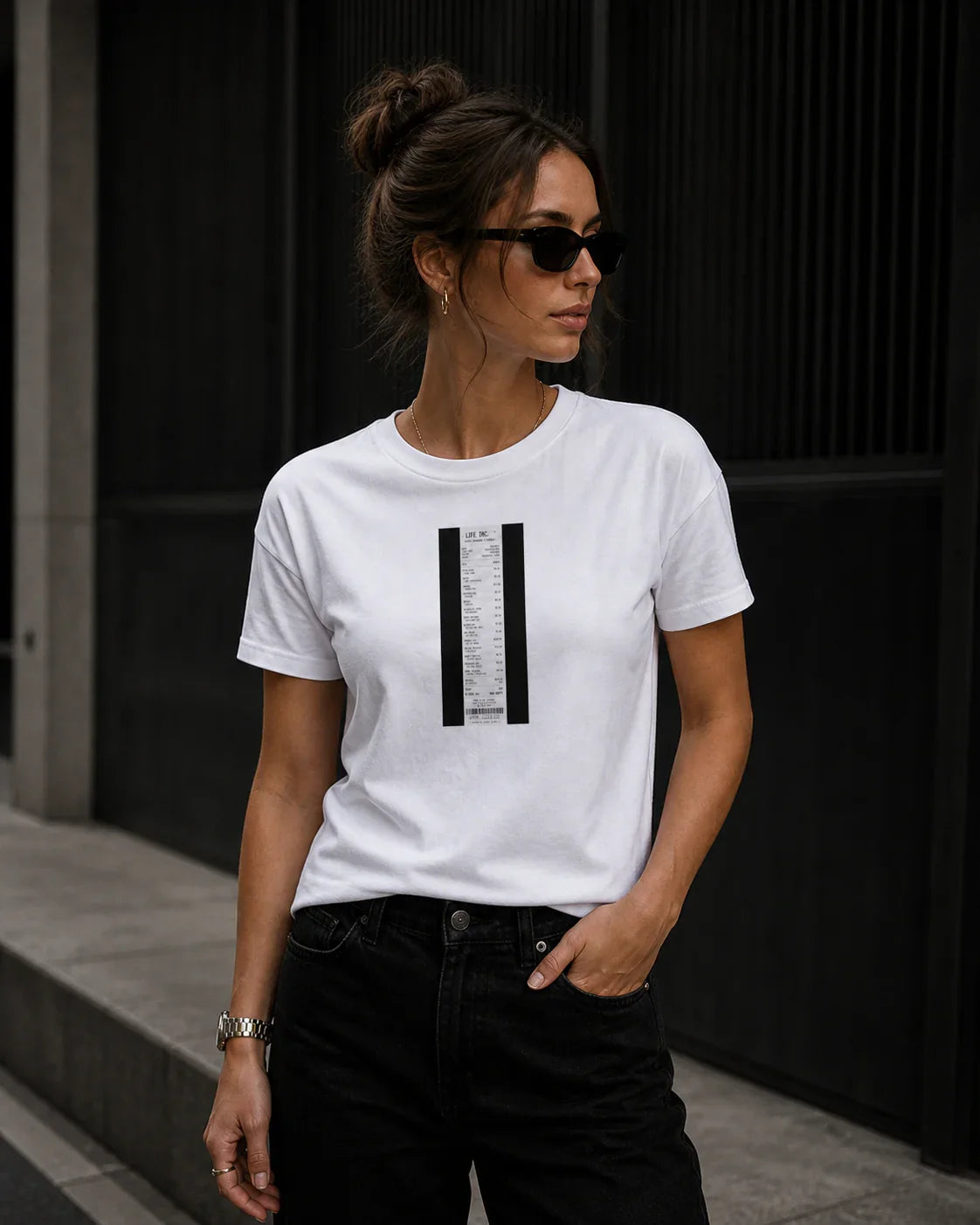 Women T-Shirt Life costs PRIVE COLLECTIVE B&W EDITION