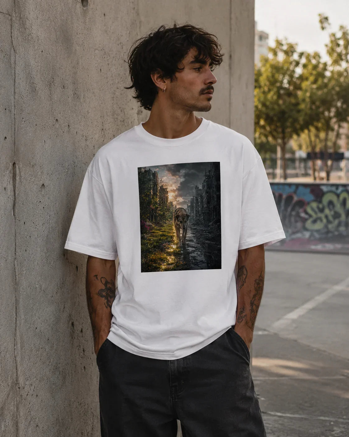 Oversized T-Shirt 2 Worlds Animal Abstrakt