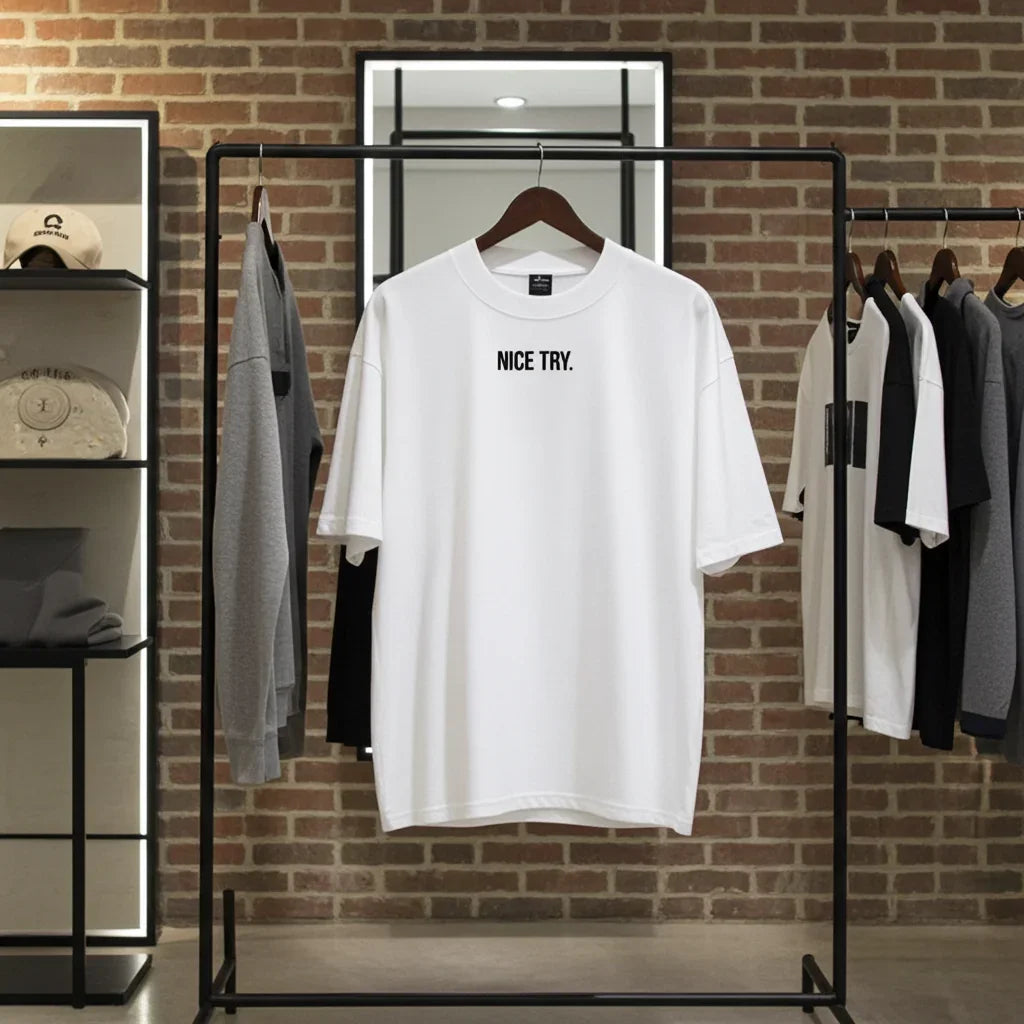 Oversized T-Shirt Nice Try PRIVE COLLECTIVE B&W EDITION