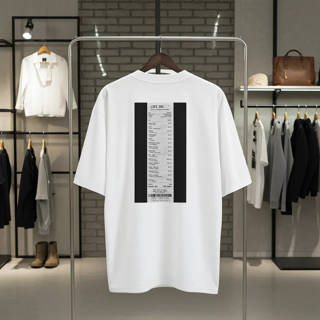 Oversized Backprinted T-Shirt Life costs PRIVE COLLECTIVE B&W EDITION