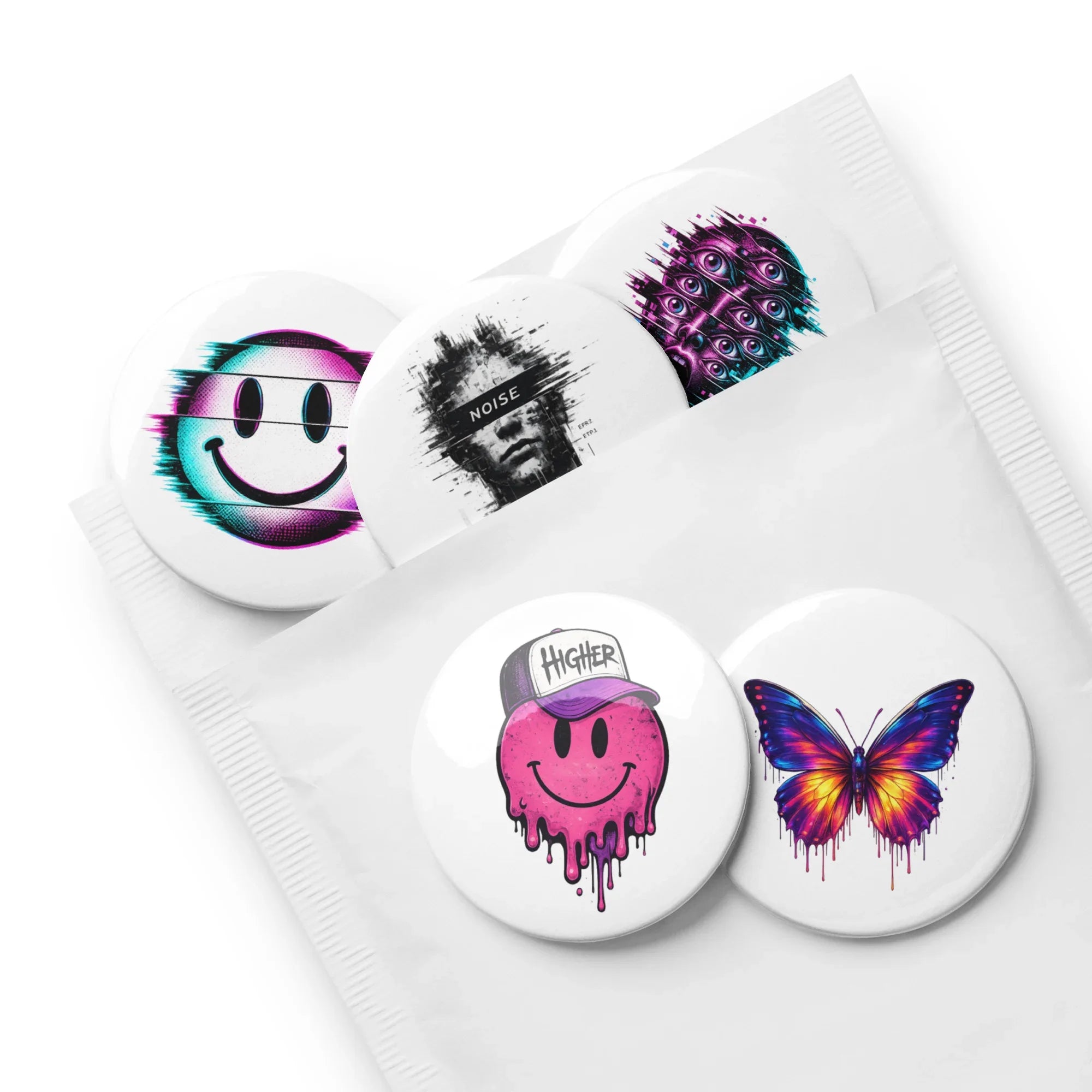 Set of pin buttons