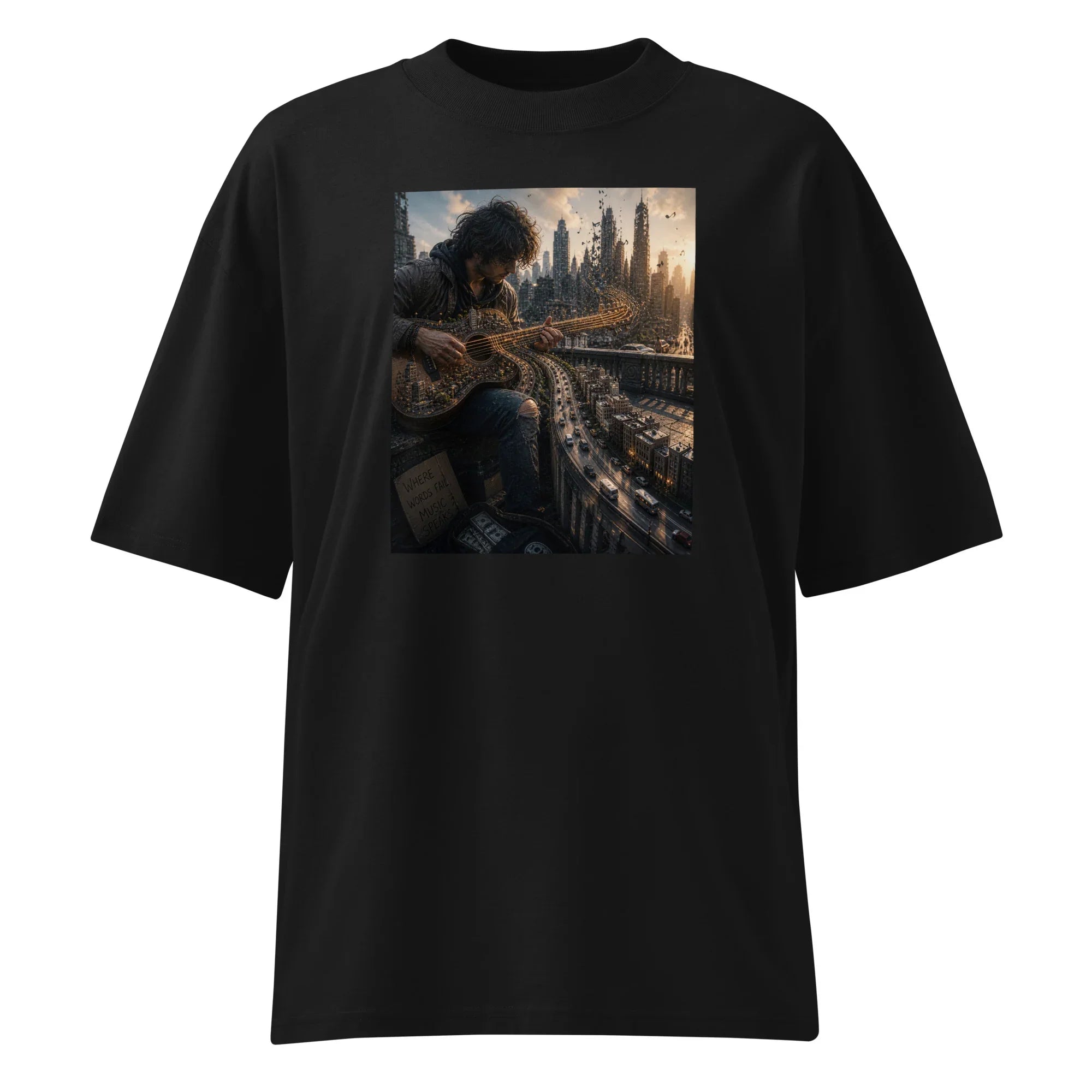 Unisex organic oversized high neck t-shirt